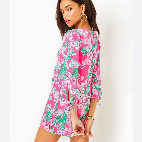 Lilly Pulitzer Maude Satin Romper Roxie Pink Size 4 - Picture 2 of 13